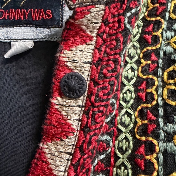 Johnny Was Biya Black Embroidered Tunic Dress Black L - Picture 5 of 7